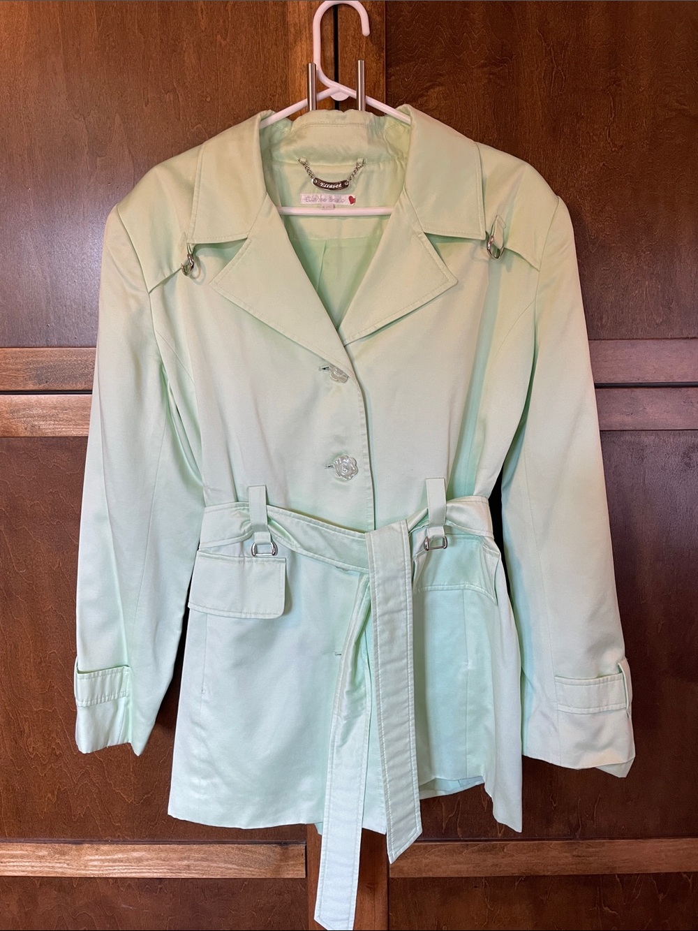 Ellabee Basic Women’s Bright Green Belted Trench Coat